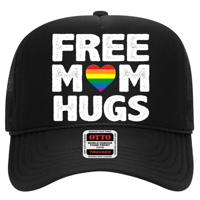 Free Mom Hugs Pride High Crown Mesh Trucker Hat