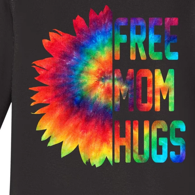 Free Mom Hugs Tie Dye Sunflower Baby Long Sleeve Bodysuit