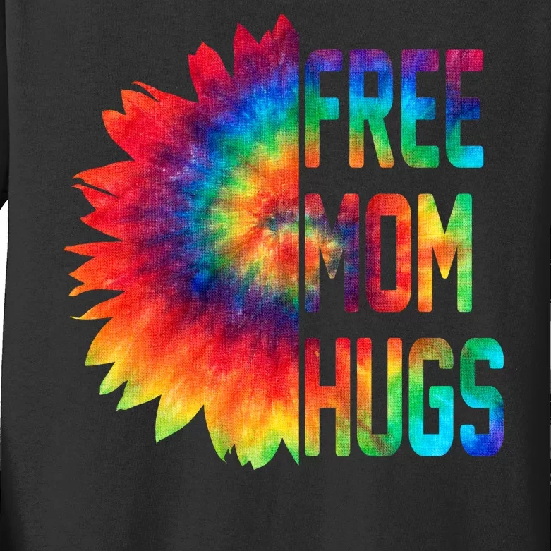 Free Mom Hugs Tie Dye Sunflower Kids Long Sleeve Shirt