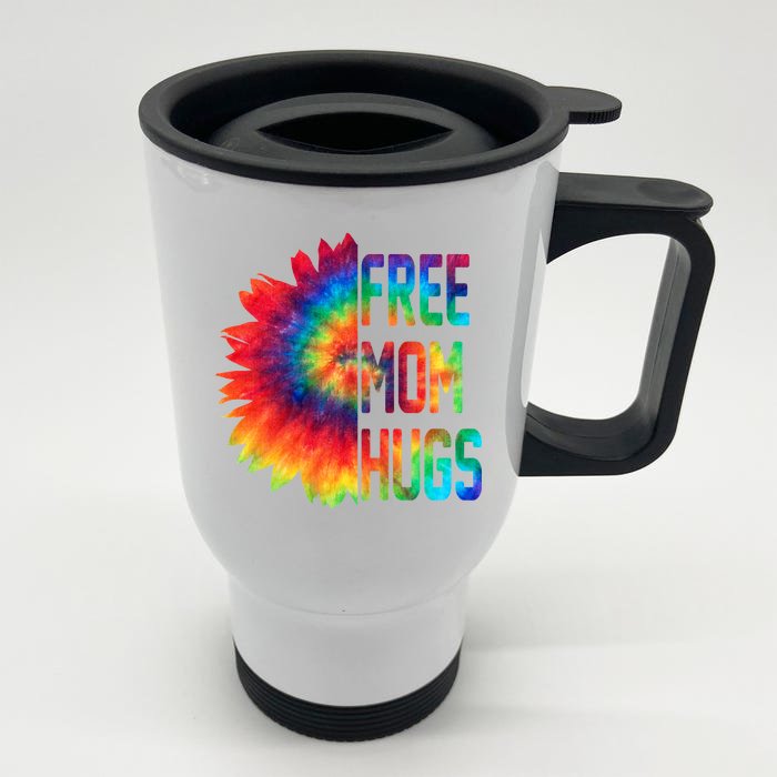 Free Mom Hugs Tie Dye Sunflower Front & Back Stainless Steel Travel Mug