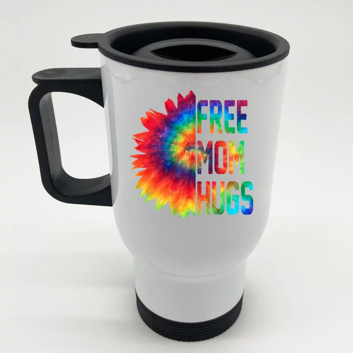 Free Mom Hugs Tie Dye Sunflower Front & Back Stainless Steel Travel Mug