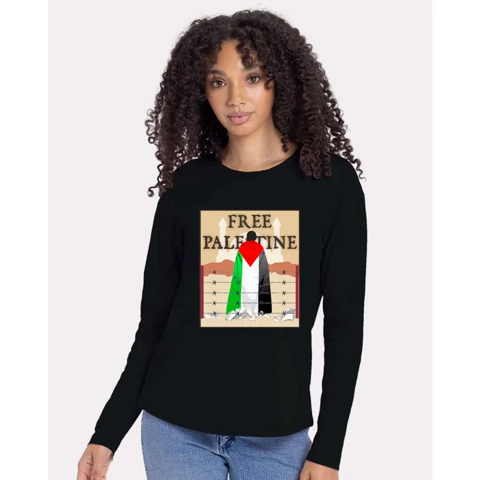 Free Palestine Womens Cotton Relaxed Long Sleeve T-Shirt