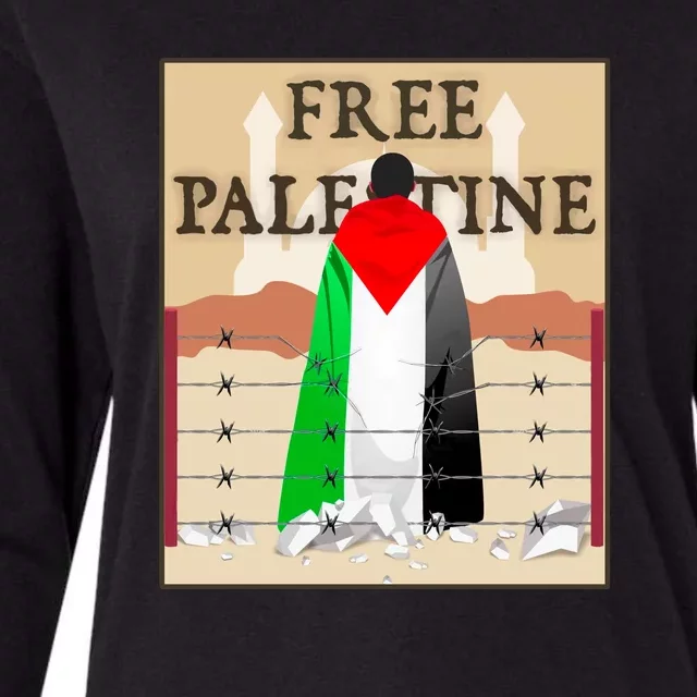 Free Palestine Womens Cotton Relaxed Long Sleeve T-Shirt