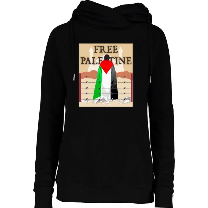 Free Palestine Womens Funnel Neck Pullover Hood