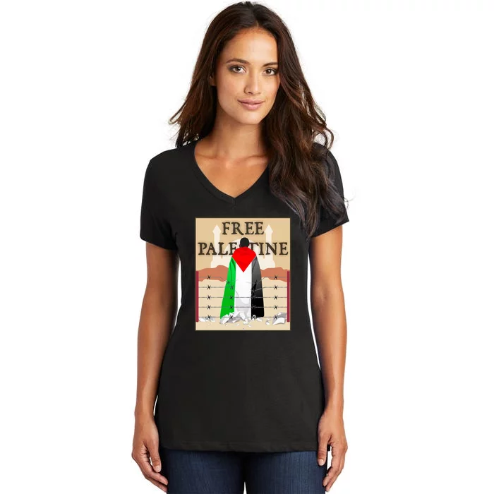 Free Palestine Women's V-Neck T-Shirt