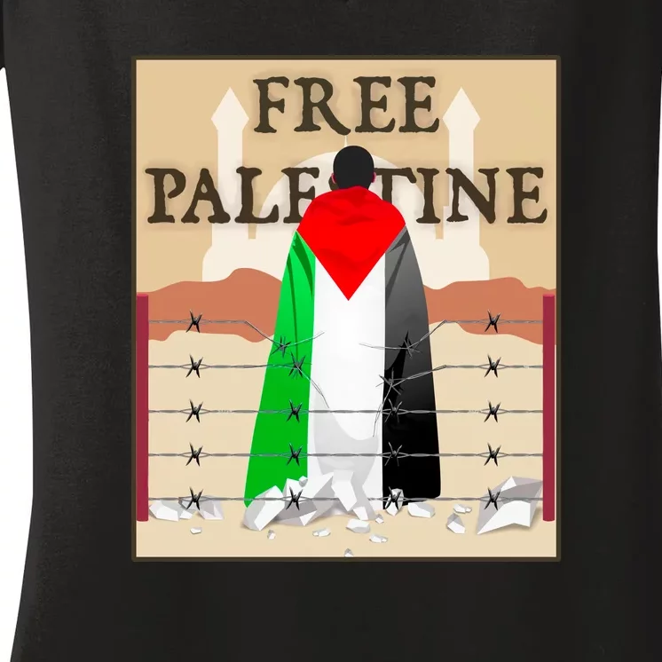 Free Palestine Women's V-Neck T-Shirt