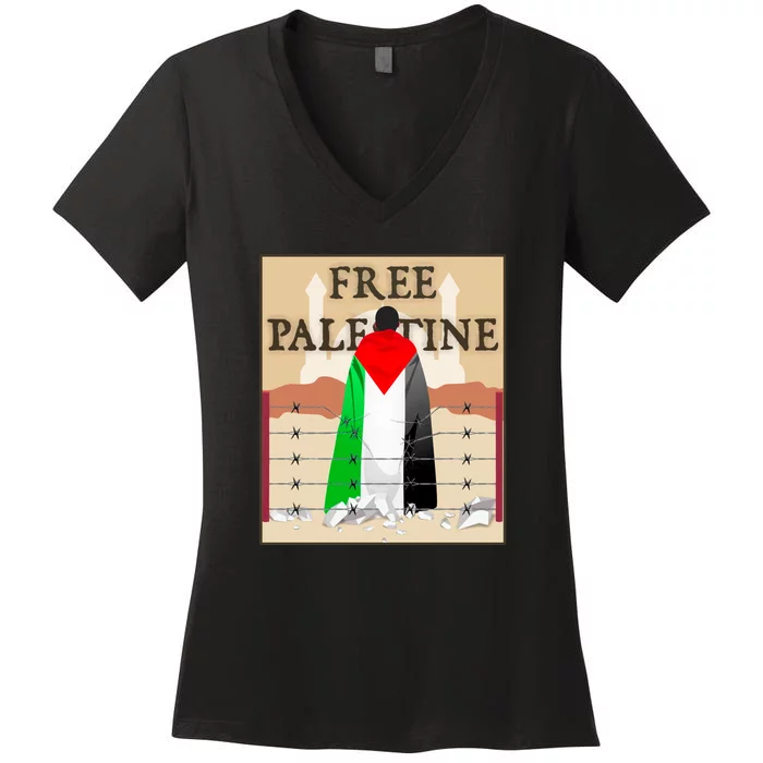 Free Palestine Women's V-Neck T-Shirt