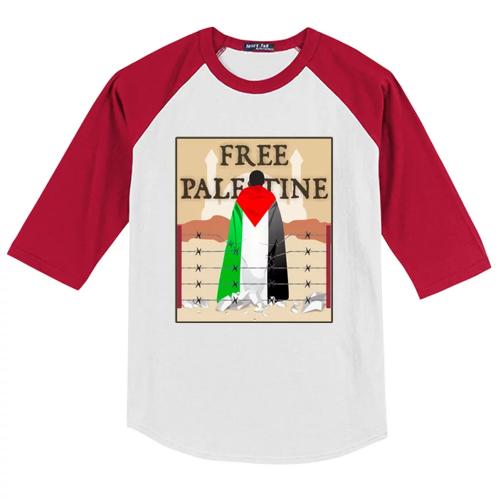 Free Palestine Kids Colorblock Raglan Jersey