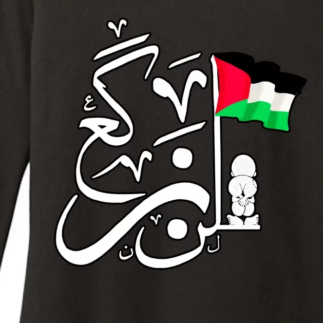 Free Palestine Arabic Calligraphy Palestinian Flag Womens CVC Long Sleeve Shirt