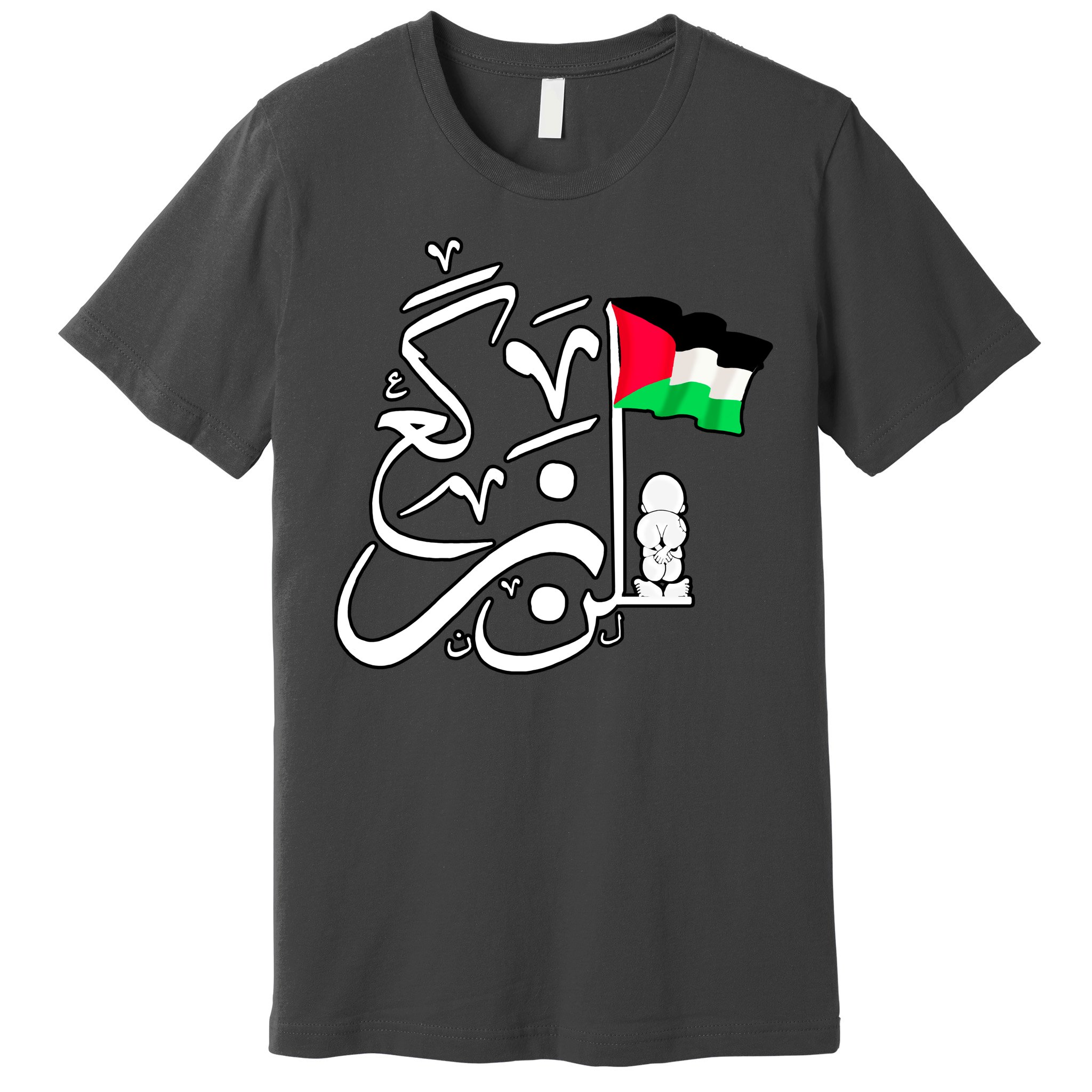 Free Palestine Arabic Calligraphy Palestinian Flag Premium T-Shirt ...