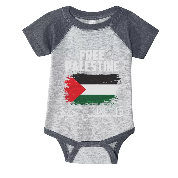 Free Palestine Arabic Distressed Painted Flag Infant Baby Jersey Bodysuit