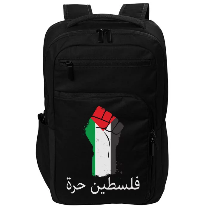 Free Palestine Arabic Protest Fist Flag Colors Impact Tech Backpack