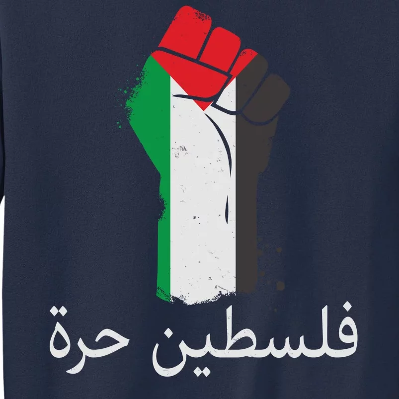 Free Palestine Arabic Protest Fist Flag Colors Sweatshirt