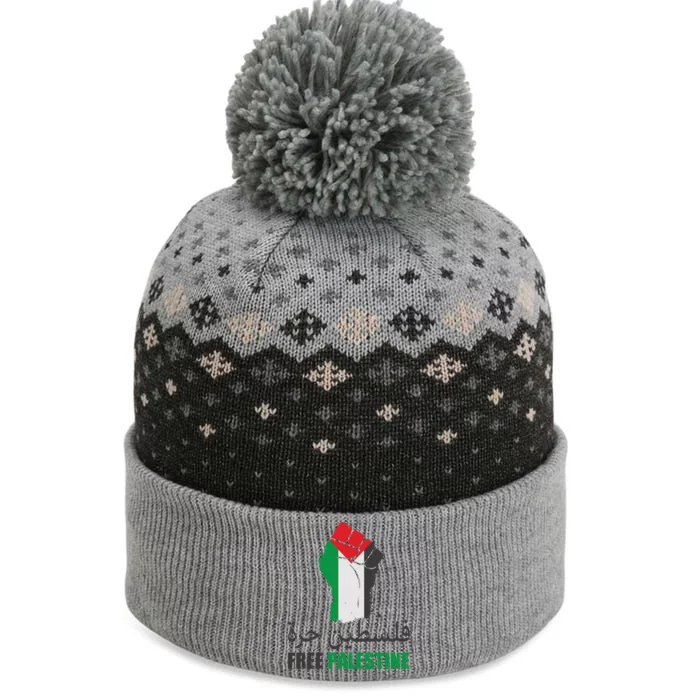 Free Palestine Arabic Support Palestine Gaza Jerusalem The Baniff Cuffed Pom Beanie