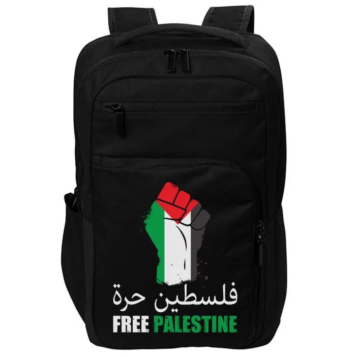 Free Palestine Arabic Support Palestine Gaza Jerusalem Impact Tech Backpack