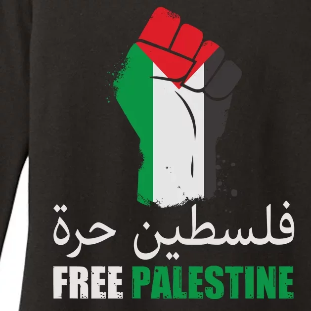 Free Palestine Arabic Support Palestine Gaza Jerusalem Womens CVC Long Sleeve Shirt