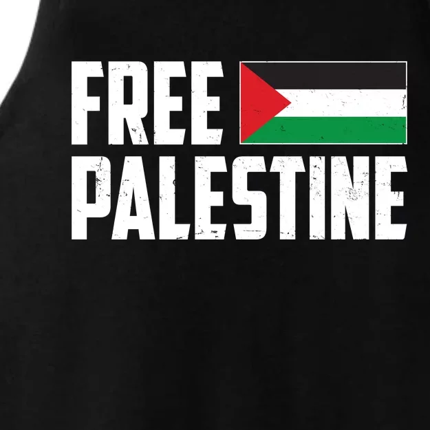 Free Palestine Flag Ladies Tri-Blend Wicking Tank