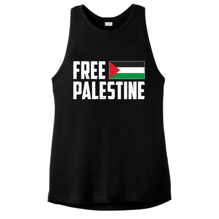 Free Palestine Flag Ladies Tri-Blend Wicking Tank