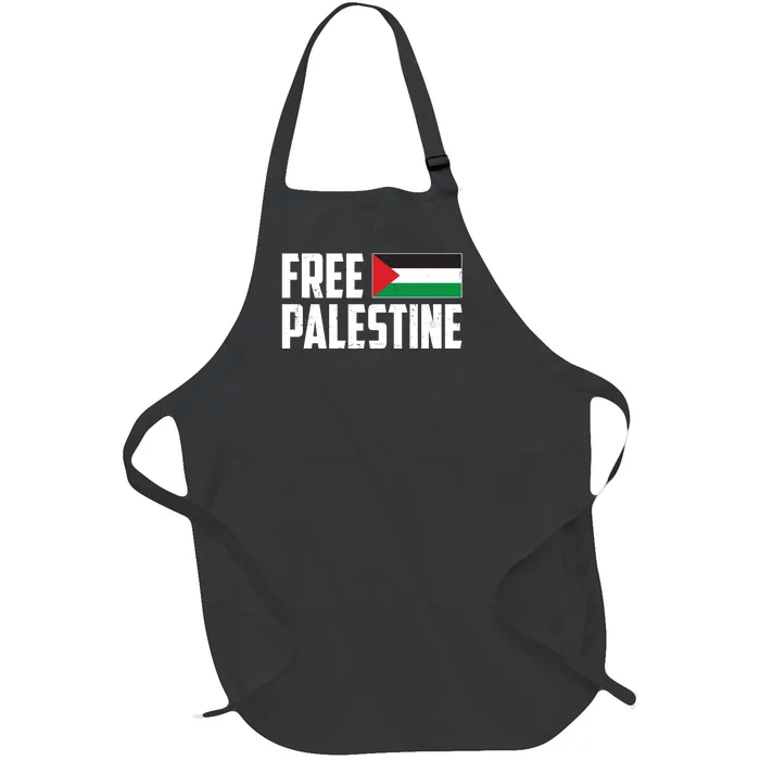 Free Palestine Flag Full-Length Apron With Pocket