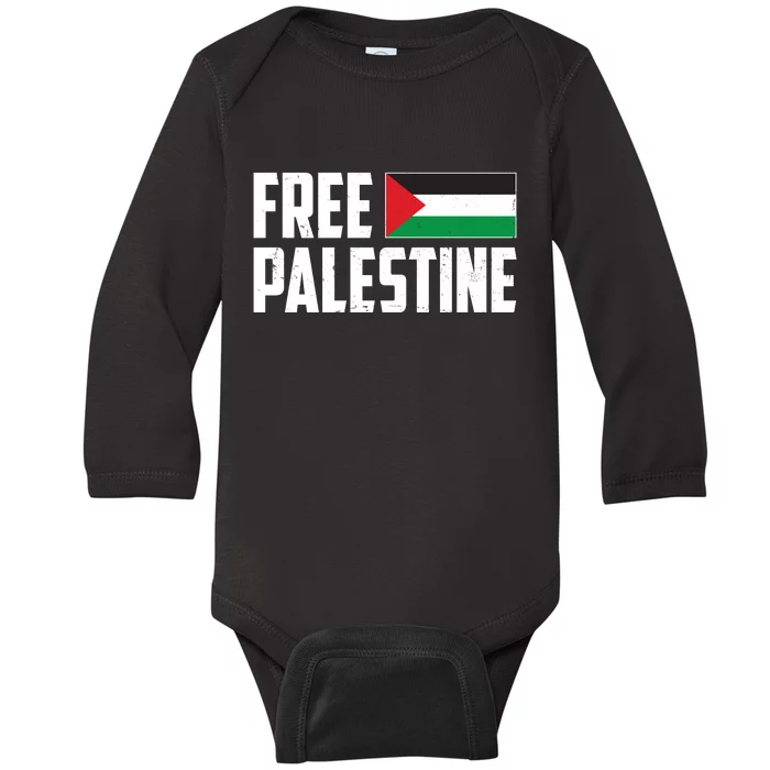 Free Palestine Flag Baby Long Sleeve Bodysuit