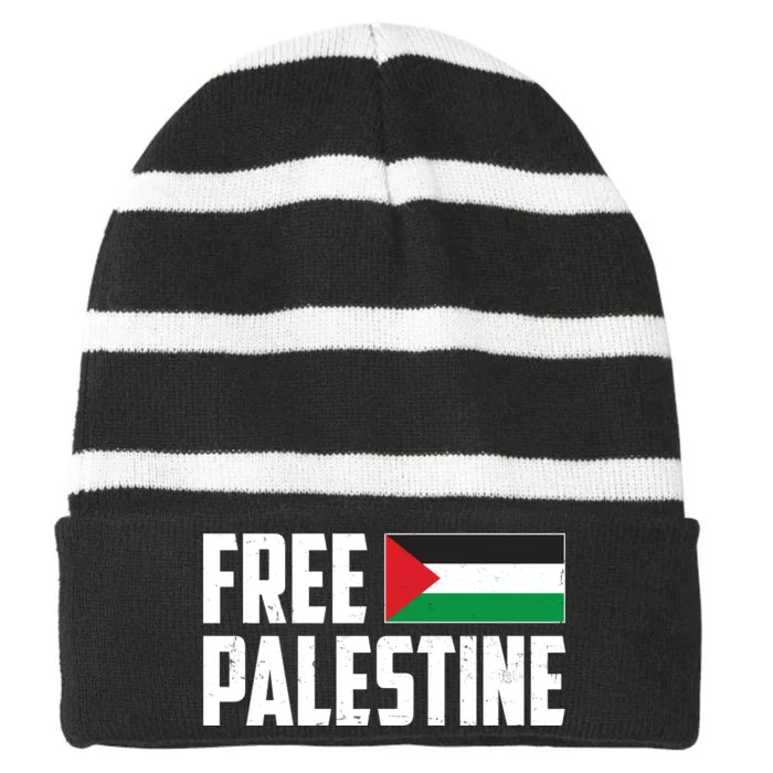 Free Palestine Flag Striped Beanie with Solid Band