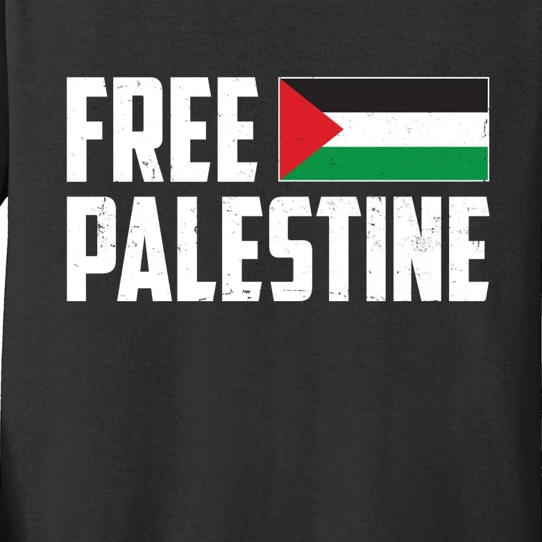 Free Palestine Flag Kids Long Sleeve Shirt