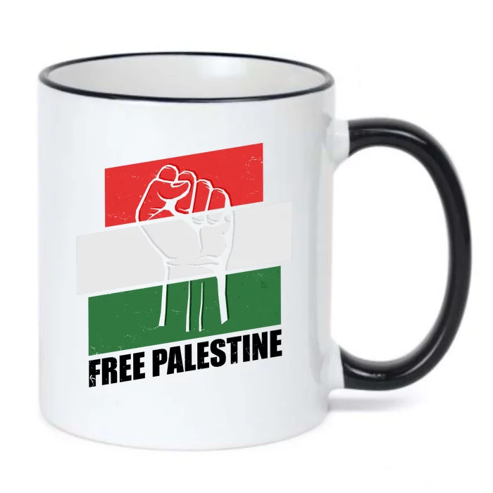 Free Palestine Flag Colors Blocks Protest Fist Black Color Changing Mug