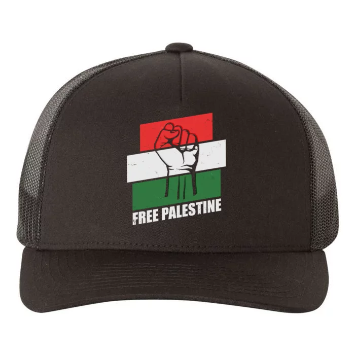 Free Palestine Flag Colors Blocks Protest Fist Yupoong Adult 5-Panel Trucker Hat