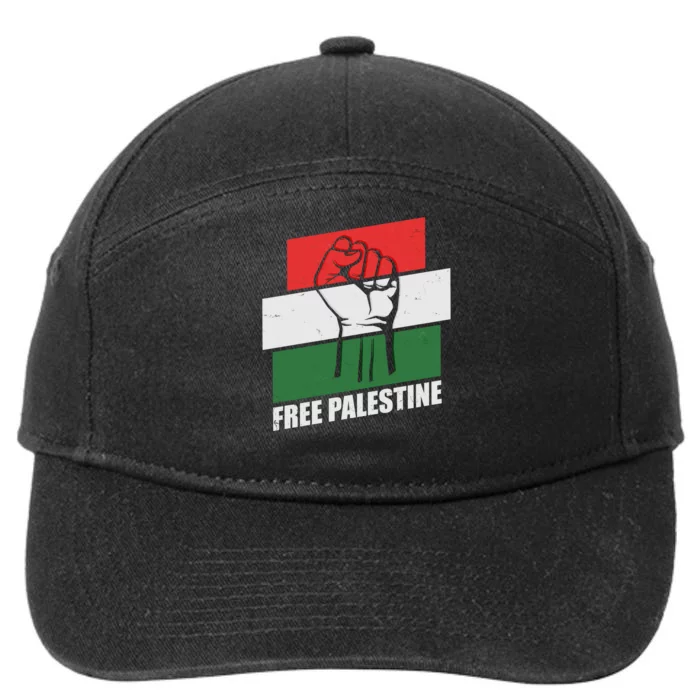 Free Palestine Flag Colors Blocks Protest Fist 7-Panel Snapback Hat