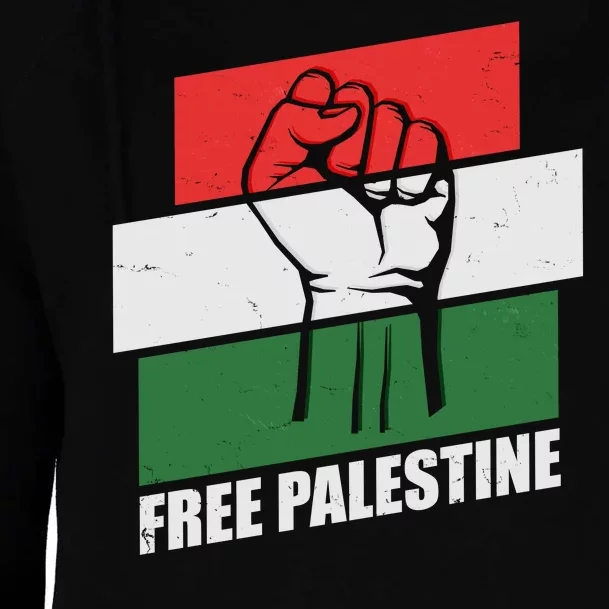 Free Palestine Flag Colors Blocks Protest Fist Womens Funnel Neck Pullover Hood