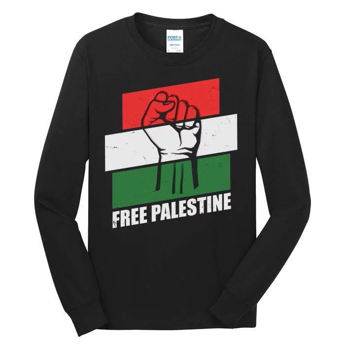 Free Palestine Flag Colors Blocks Protest Fist Tall Long Sleeve T-Shirt