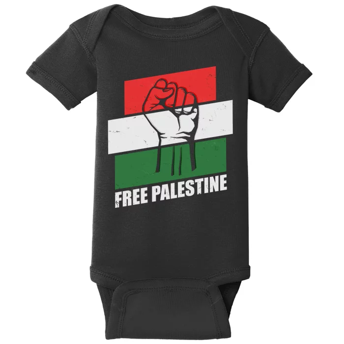 Free Palestine Flag Colors Blocks Protest Fist Baby Bodysuit