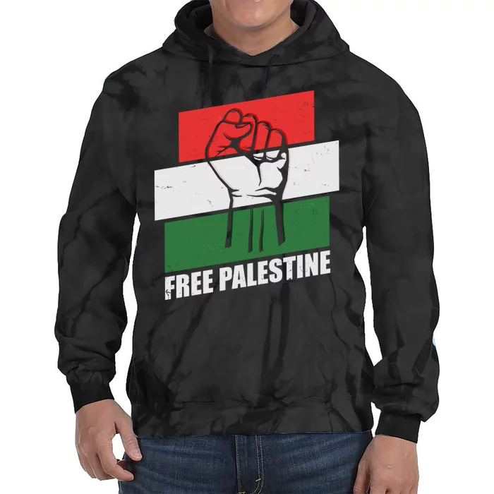 Free Palestine Flag Colors Blocks Protest Fist Tie Dye Hoodie