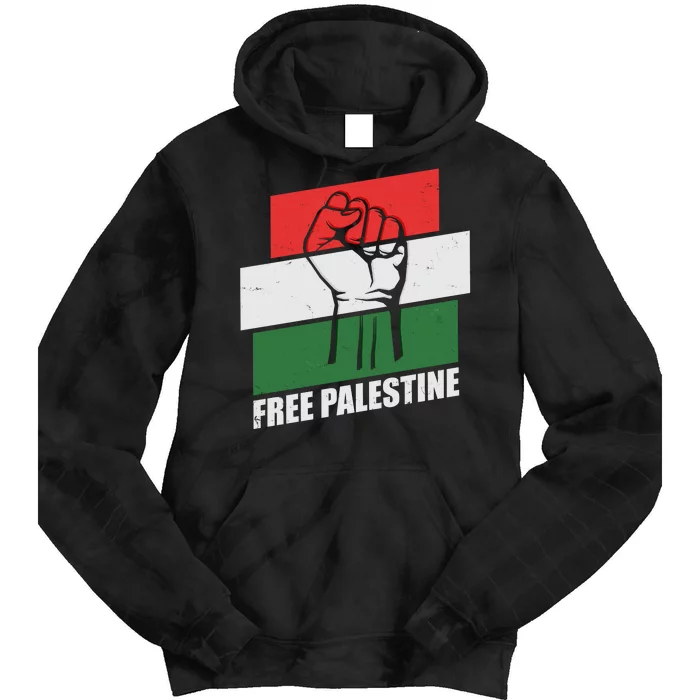 Free Palestine Flag Colors Blocks Protest Fist Tie Dye Hoodie