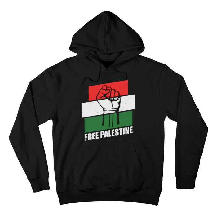 Free Palestine Flag Colors Blocks Protest Fist Tall Hoodie