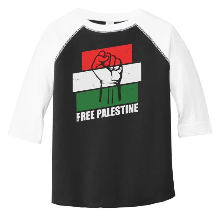 Free Palestine Flag Colors Blocks Protest Fist Toddler Fine Jersey T-Shirt