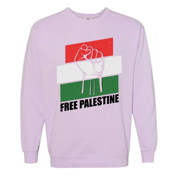 Free Palestine Flag Colors Blocks Protest Fist Garment-Dyed Sweatshirt