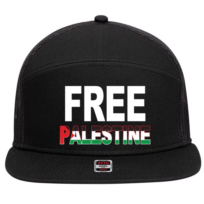 Free Palestine Flag Palestine 7 Panel Mesh Trucker Snapback Hat