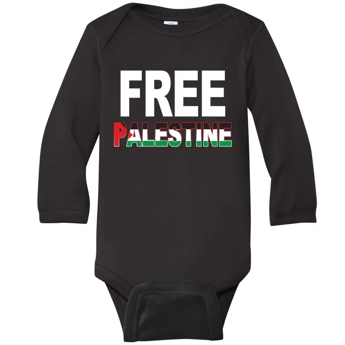 Free Palestine Flag Palestine Baby Long Sleeve Bodysuit