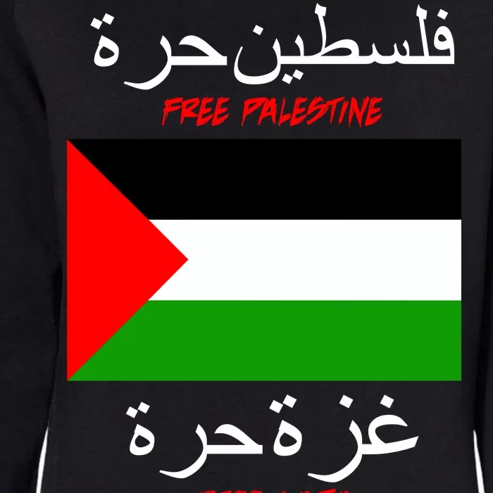 Free Palestine Gaza Arabic Writing Flag Womens California Wash Sweatshirt