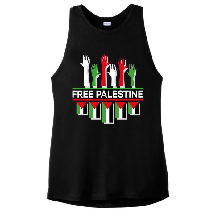 Free Palestine Hands United Ladies Tri-Blend Wicking Tank