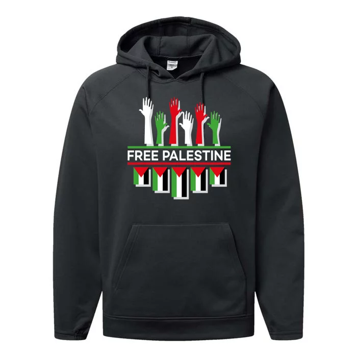 Free Palestine Hands United Performance Fleece Hoodie