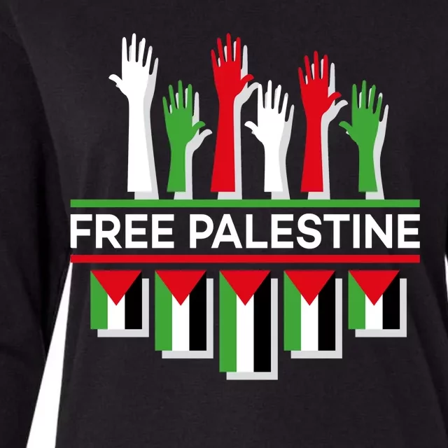 Free Palestine Hands United Womens Cotton Relaxed Long Sleeve T-Shirt