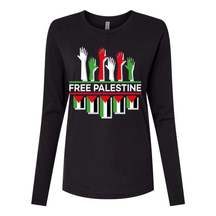 Free Palestine Hands United Womens Cotton Relaxed Long Sleeve T-Shirt