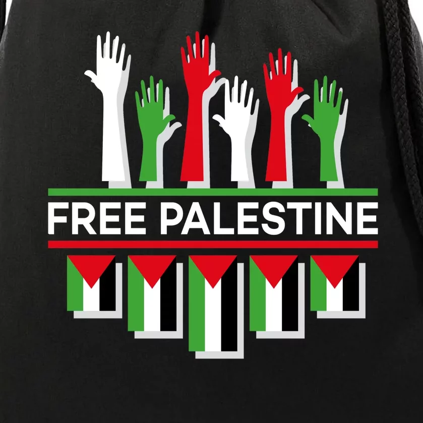 Free Palestine Hands United Drawstring Bag