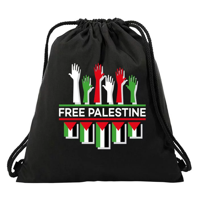 Free Palestine Hands United Drawstring Bag