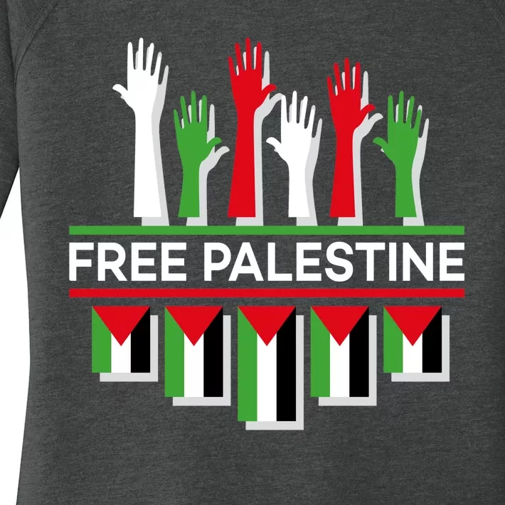 Free Palestine Hands United Women's Perfect Tri Tunic Long Sleeve Shirt