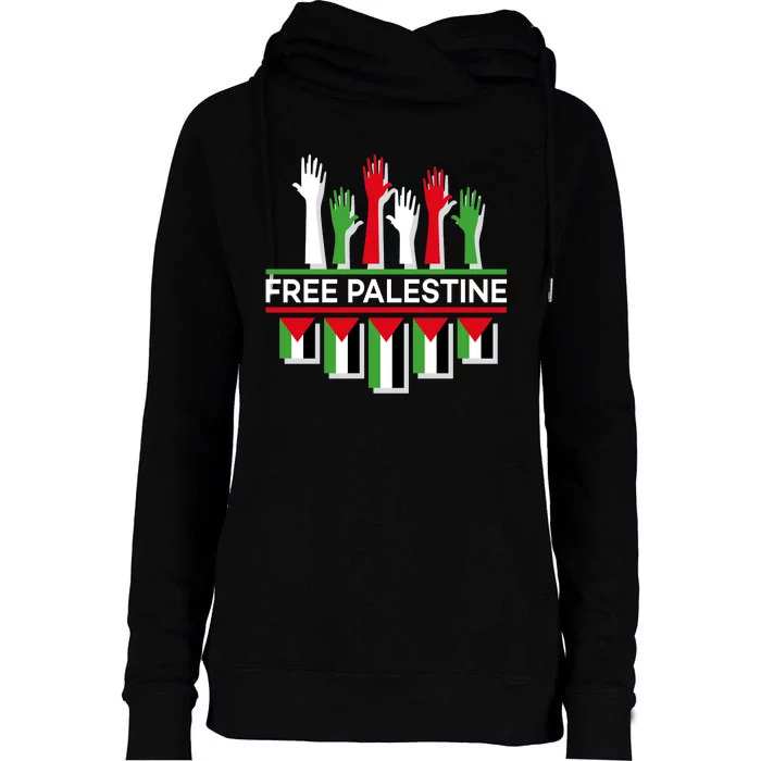 Free Palestine Hands United Womens Funnel Neck Pullover Hood