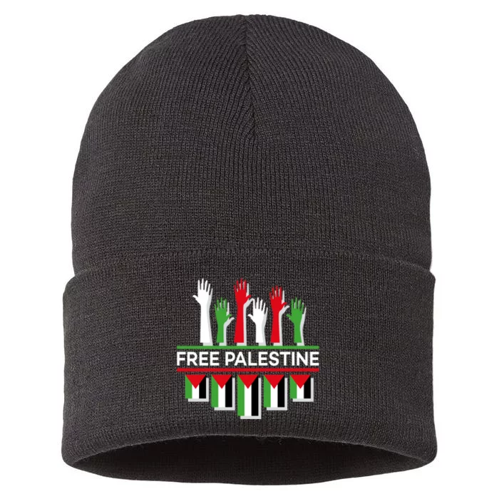 Free Palestine Hands United Sustainable Knit Beanie