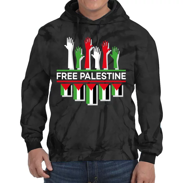 Free Palestine Hands United Tie Dye Hoodie